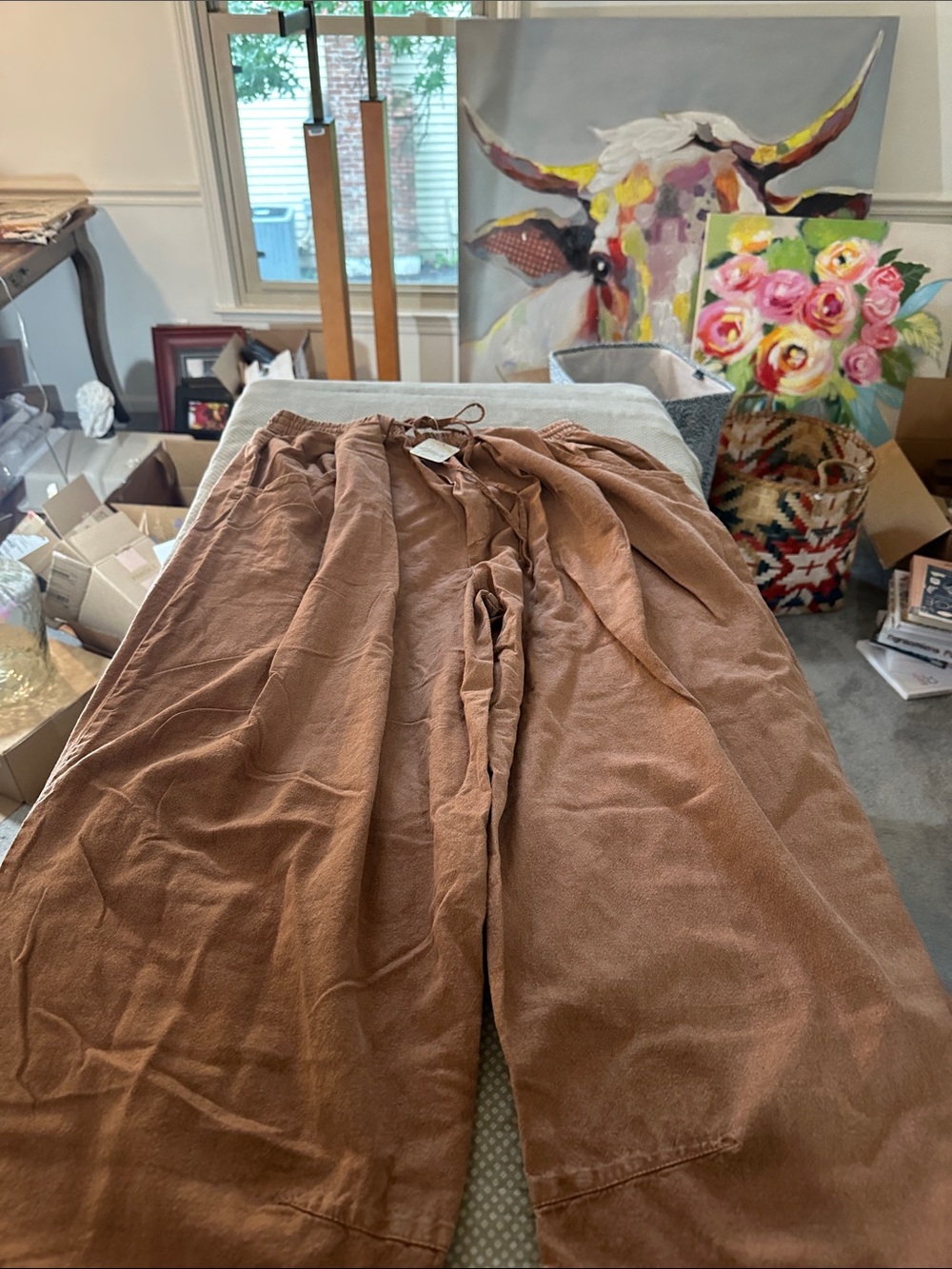 Free People Wide-Leg Pants in Brown - Picture 1 of 8
